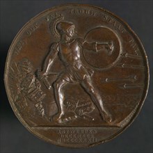 D. van der Kellen sr., Medal in remembrance of the defense of the Citadel of Antwerp, penning footage copper, Antique warrior