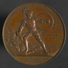 D. van der Kellen sr., Medal in remembrance of the defense of the Citadel of Antwerp, penny footage copper, Antique warrior