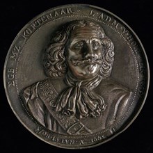 Wouter Muller?, artist, Medal on the death of Egbert Meeuwszn. Cortenaer, death certificate penning footage silver, bust