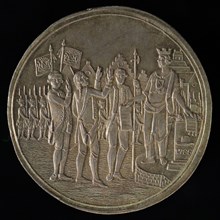 Medal on the sworn in government regulations on the Neude in Utrecht, penning footage silver, Utrecht city virgin with wall