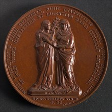 J. Elion, Medal on the 250th anniversary of the Remonstrant Brotherhood in Rotterdam, penning footage bronze, Two symbolic