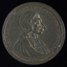 F. de Winter, Medal on the deposition of Balthasar Bekker as preacher, medallions tin, bust Balthasar Bekker (1634-1698)