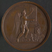 M.C. de Vries jr., Medal on the half Centenary of Dutch Independence, medallion bronze bronze figure 7,6, the Dutch Virgin
