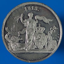P. Mansvelt en Zoon, Medal on the half Centenary of Dutch Independence, penny visual material tin, the Dutch Virgin
