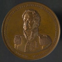 David van der Kellen sr., Medal on the bombardment of Antwerp by General Chassé, penning visual material bronze, bust in uniform