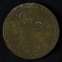 Medal der ship carpenters or St. Noach in Rotterdam, guild penny penny identification carrier brass, Guild medal