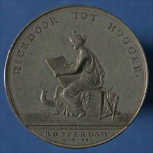 stamp cutter: A. Bemme, Price medal of the Teekengenootschap HIERDOOR TOT HOOGER, price medal medal photogenerated white metal