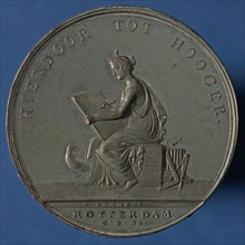 stamp cutter: A. Bemme, Price medal of the Teekengenootschap HIERDOOR TOT HOOGER, price medal penning image material zinc silver