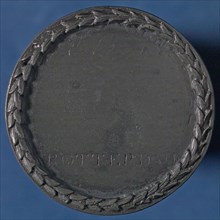 Price tag of the Teekengenootschap HEREDOOR TO HOOGER, price medal penning visual material lead metal, engraved, text, HIERDOOR