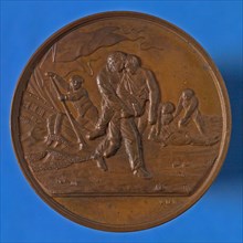 David van der Kellen, Medal Zuid-Hollandsche Maatschappij for Rescue of drowning people, penning footage bronze, beaten, Man