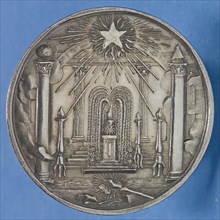 Masonic medal, penning footage silver, symbolic representation of the freemasons, no freemasonry Rotterdam
