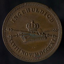 Medal on the inauguration of King Willem II in Amsterdam, medallions bronze bronze 2,3, only text, WILLEM II KING