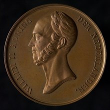 Van der Kellen, Medal on the death of King William II, death certificate medal bronze bronze figure 3,6, left-wing portrait