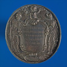 W. Muller, Oval plaque commemorating the death of Anna Margareta Vermeulen, plaque medal mortality medal medal medal silver