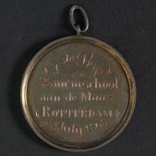 Price medal Zwemschool Rotterdam, price medal medal medal silver, Text, 1-th PRICE SWIM SOCCER AT THE MAAS ROTTERDAM 18 JULY