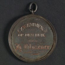 Price medal Zwemschool Rotterdam, price medal penning visual material silver, Text, PRIJS ZWEMSCHOOL ROTTERDAM 1870, engraved