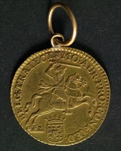 Half gold rider 1760 from Utrecht, half gold barrier currency money swap pendant ornament clothing accessory clothing gold, Coin