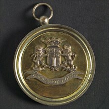 Price medal in the municipality of Rotterdam, price medal medal silver gold, gilded in high relief crowned coat of arms