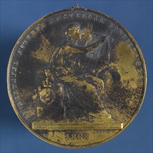 J. Elion, Price medal of the Liedertafel Euterpe, Amsterdam, 1868, price medal penning footage copper, Legend of law seated
