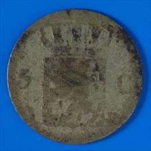 G.D. de Bourgogne Herlaer (mint master), 5 cents, the Netherlands, 1825, beaten in Brussels, penny coin money exchange medium