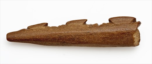 Fragment of legs pointed or harpoon with three barbs, pointed harpoon soil found bone, sawn cut cut Late stone age archeology