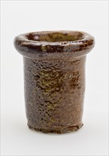 Stoneware ointment jar, cylindrical with thickened upper edge, ointment jar pot holder soil find ceramic stoneware glaze salt
