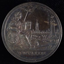 A.M.J. van Baerll, Medal on the second centenary of the Union of Utrecht, penning footage silver, view of Utrecht