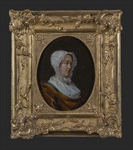 Jan Stolker, Portrait of Marietje Mooy or Mooij (1695-1762), portrait painting visual material wood oil, Oval portrait of woman