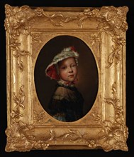 Jan Stolker, Portrait of Jacomina Stolker (1753-1818), portrait painting visual material wood oil, Oval portrait of girl