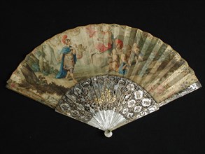 Fan, with allegorical representation: Achilles receives armor from his mother Thetis, range of clothing accessories women's