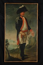 Charles Bruno Donat Delin, Portrait of an unknown officer, portrait painting footage linen oil painting wood canvas, Standing