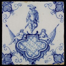 tile manufacturer: Aalmis, Cartouche tile, blue, acrobat, corner motif quarter rosette, wall tile tile images ceramic