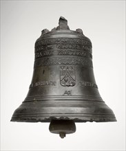 Pieter Ostens, Bronze hatch bell with iron clapper, bell clock clock sound brass bronze, ca 49 kg cast On the head remnants
