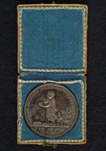 Medal in box ... cowpoc inoculation, medallion medal holder medal box holder casing cardboard textile metal, Medal on Edward