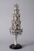 Silversmith: Hendrik Vrijman, Ornamental tower for Thorarol, three floors in the shape of the superstructure of the tower