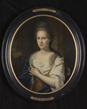 Pieter van der Werff, Portrait of Baertje de Jonge, portrait painting visual material linen oil painting, Oval portrait of woman
