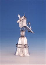 Silver mill beaker, millbeaker cup drinking utensils tableware holder silver, engraved cast hammered On slightly downward