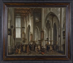 Lieve Verschuier, Interior of the Laurenskerk in Rotterdam, painting footage oil paint linen wood, Landscape format oil on