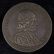 Medal on the fiftieth birthday of Pierre Jurieu, penning footage silver, gram, right-wing bust of Jurieu, omschrift PETRUS