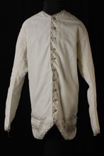 Men's vest in white cotton with silk embroidery along the edges, cardigan coat outerwear men's clothing clothes cotton shoulder