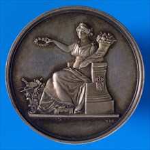 design: D. van der Kellen., Rijksprijs Medal of the Teekenscholen, price medal medal silver med 3,8, the Art represented