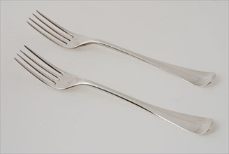 Louis de Haan, Two acid forks with four teeth, acid fork fork cutlery silver, maker's mark: LH serving