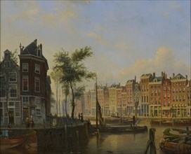 Marinus van Raden, Cityscape of Rotterdam: Westnieuwland and Steiger, cityscape painting imagery paint oil paint linen, Oil