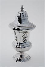 Bartholomeus van der Tooren, Three-piece crockery tea caddy, tea caddy holder tea set tableware silver, Three-piece tea set