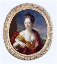 Adriaen van der Werff, Portrait of Maria van der Werff (1692-1731), portrait painting imagery linen oil painting, Oval portrait