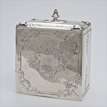 Silversmith: Douwe Eysma, Silver tea caddy, tea caddy holder silver, serve