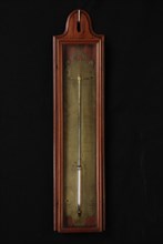A. Reballio, Thermometer with engraved brass plate with glass thermometer tube and three different temperature scales