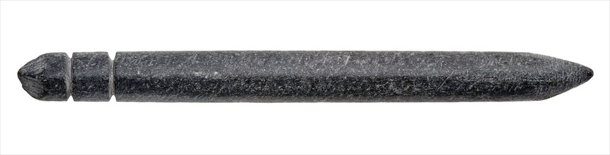 Slate writing pen or double-groove gripper around the end, writing marker soil found slate stone, sawn filed cut elongated round