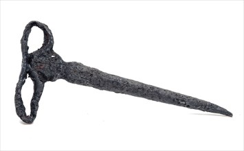 Iron corkscrew, pin-shaped, sharply flared, corkscrew tool equipment founding iron metal, forged Iron corkscrew Long conical pen