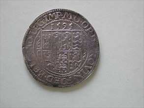 Leicesterrijksdaalder, Utrecht, 1595 (over older year), leicester rijksdaalder coin money swap silver, shield
